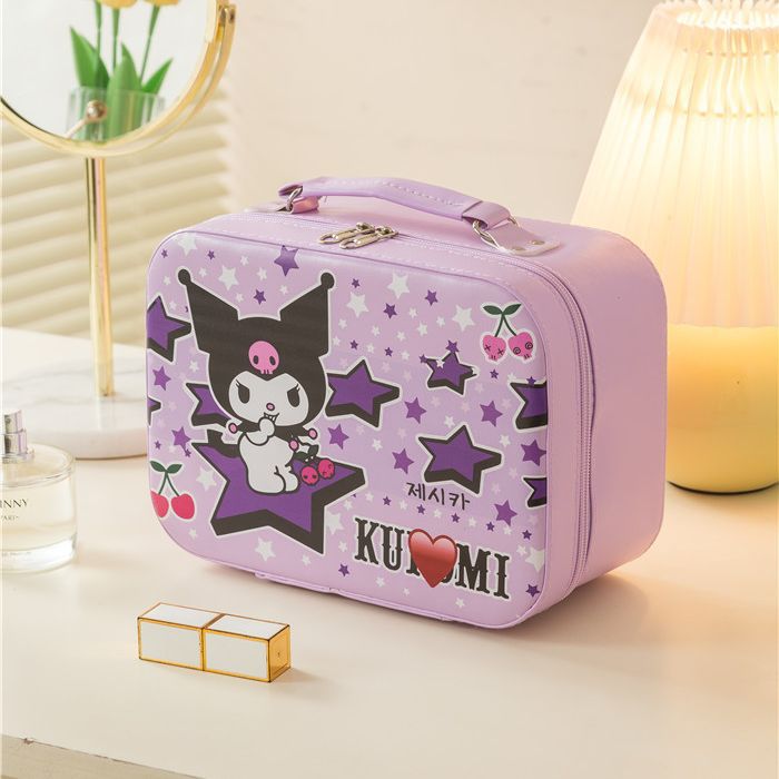 New Girl's Large Capacity Cosmetic Case Travel Cosmetic Storage Case Portable Cute Cartoon Large Cosmetic Bag