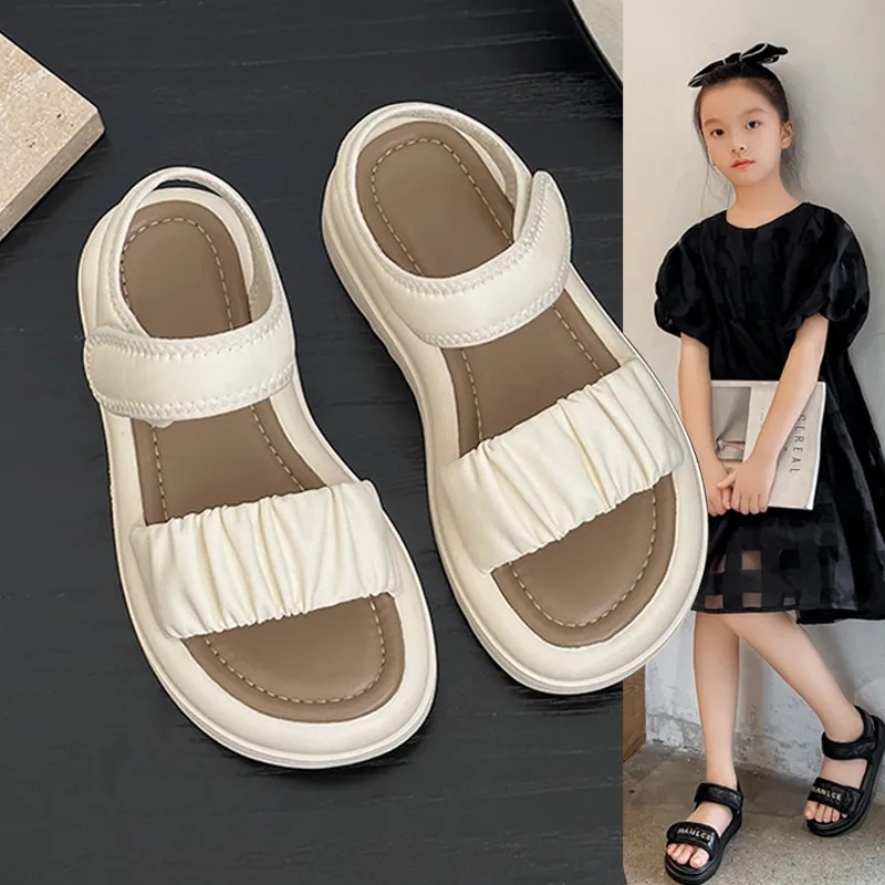 Girls' Sports Sandals Summer New 2023 Children's Soft Sole Non-Slip Beach Shoes Large Children's All-Match Princess Shoes