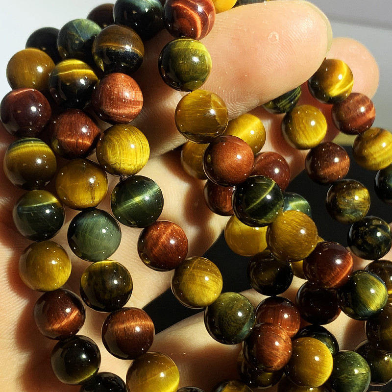 Natural Color Tiger Eye Stone Bracelet Lightning Eye Gold Red Yellow ...