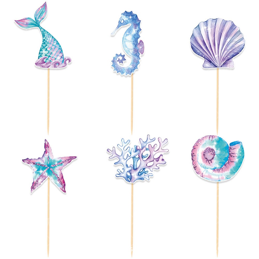 New Mermaid Birthday Party Decoration Set Birthday Flag Underwater Theme Spiral Charm Cake Card