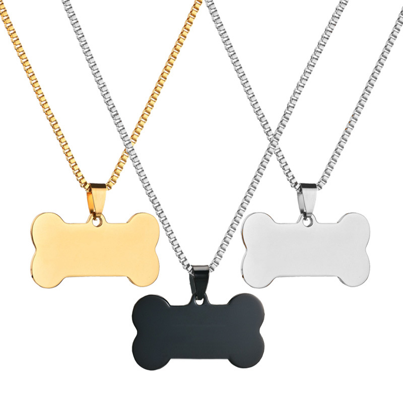 Factory wholesale stainless steel dog tag blank pet ID card lettering LOGO smooth metal military pendant accessories