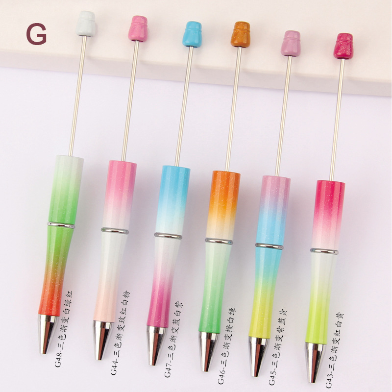 Beaded pen 65 color spot wholesale DIY handmade creative plastic ballpoint pen pen UV multicolor gradient beaded pen