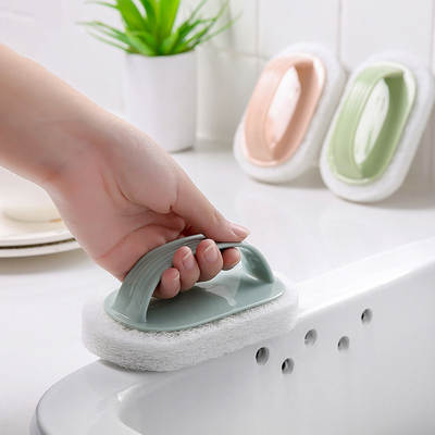 T Original Plain Stripe Handle Cleaning Brush Sponge Cleaning Tile Kitchen Cleaning Sponge Cleaning Cleaning Brush