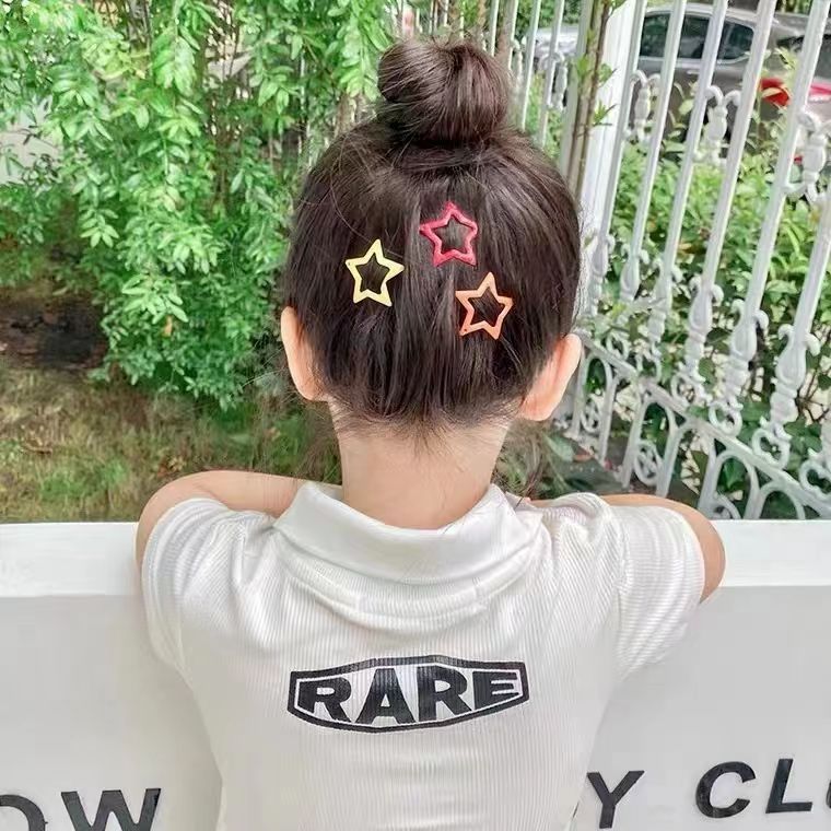y2k Dopamine Color Pentagonal Star Small Hairpin Children's Headwear Children's Cute Bangs Side Shattered Hairpin