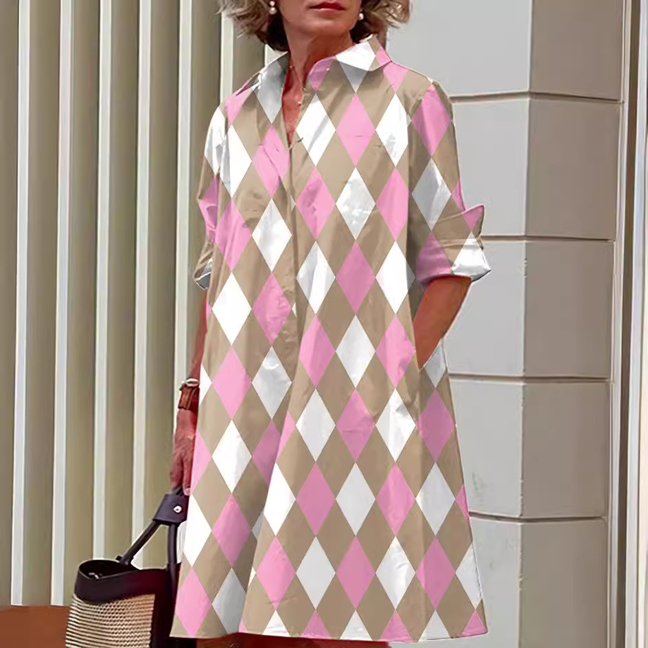 3d printed shirt Amazon Europe and the United States cross-border new fashion temperament wave dot 3d printed shirt collar long sleeve long