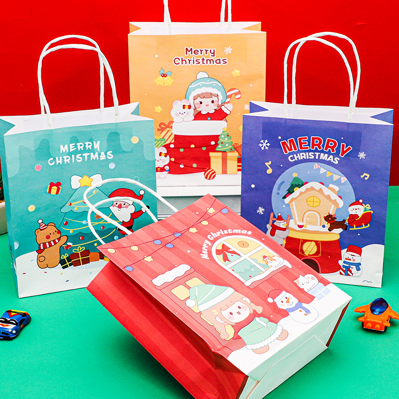 Christmas Gift Bag Snowman Elk Kraft Paper Bag Gift Packaging Bag Christmas Eve Cartoon Gift Bag_voghion.com