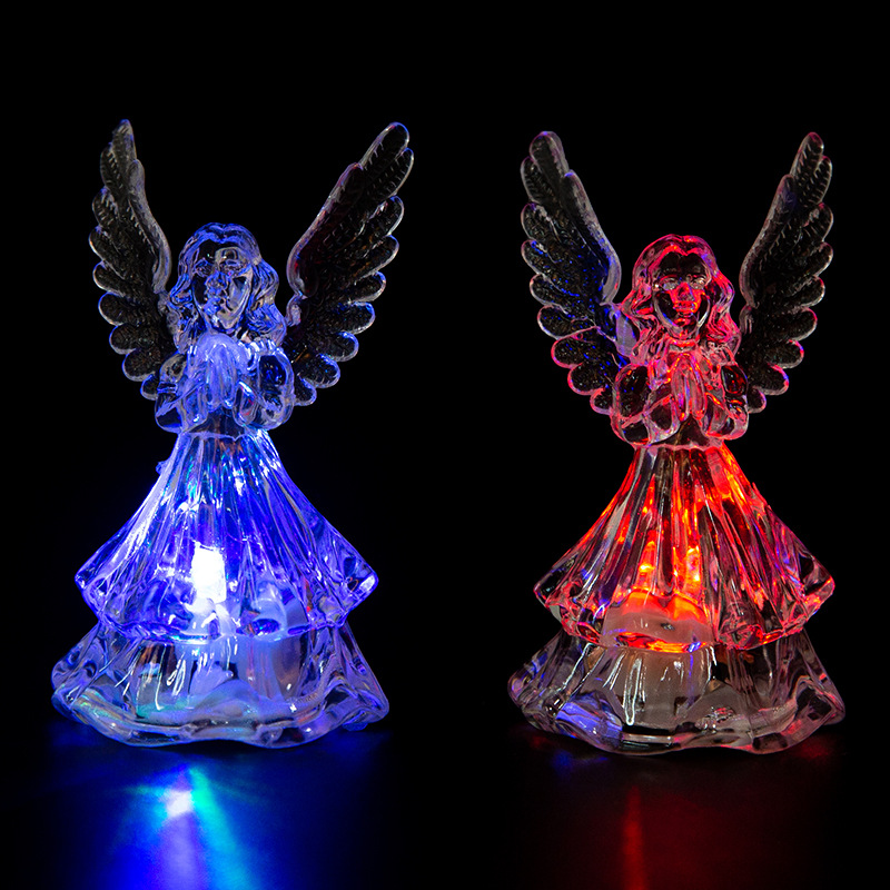 Birthday gift stall ring plastic toy New colorful luminous acrylic crystal-like little Angel Night Light