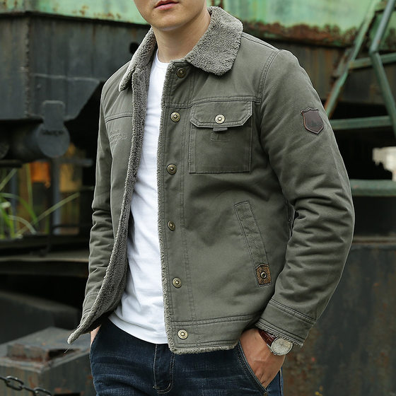 Cross-border cotton-padded jacket men's velvet jacket padded jacket European size loose winter clothing Amazon foreign trade cotton-padded jacket 3166
