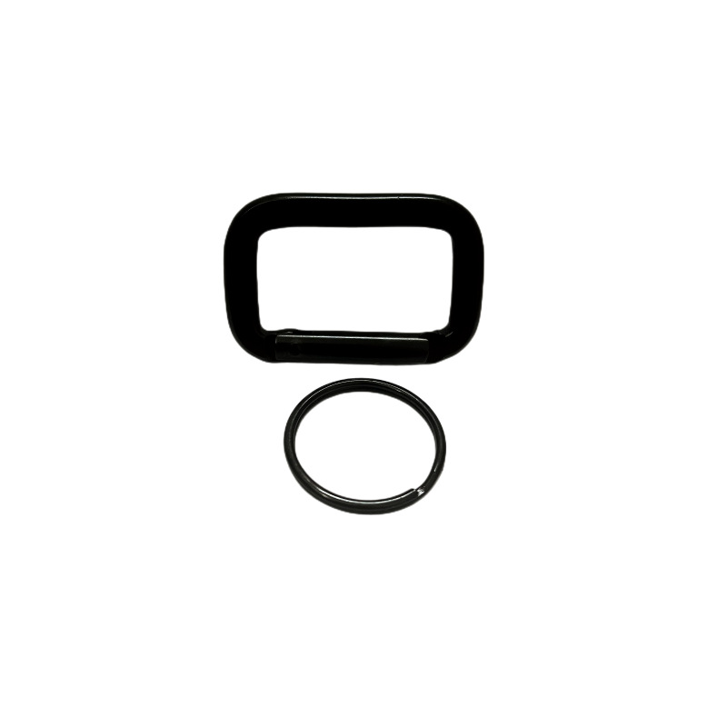 Spot wholesale rectangular mountaineering buckle aluminum alloy runway buckle with key ring square buckle black square buckle
