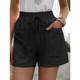European and American Cross-border wish Summer Women's New Loose Linen Casual Shorts Pocket Solid Color Large Size High Waist Wide Leg Pants