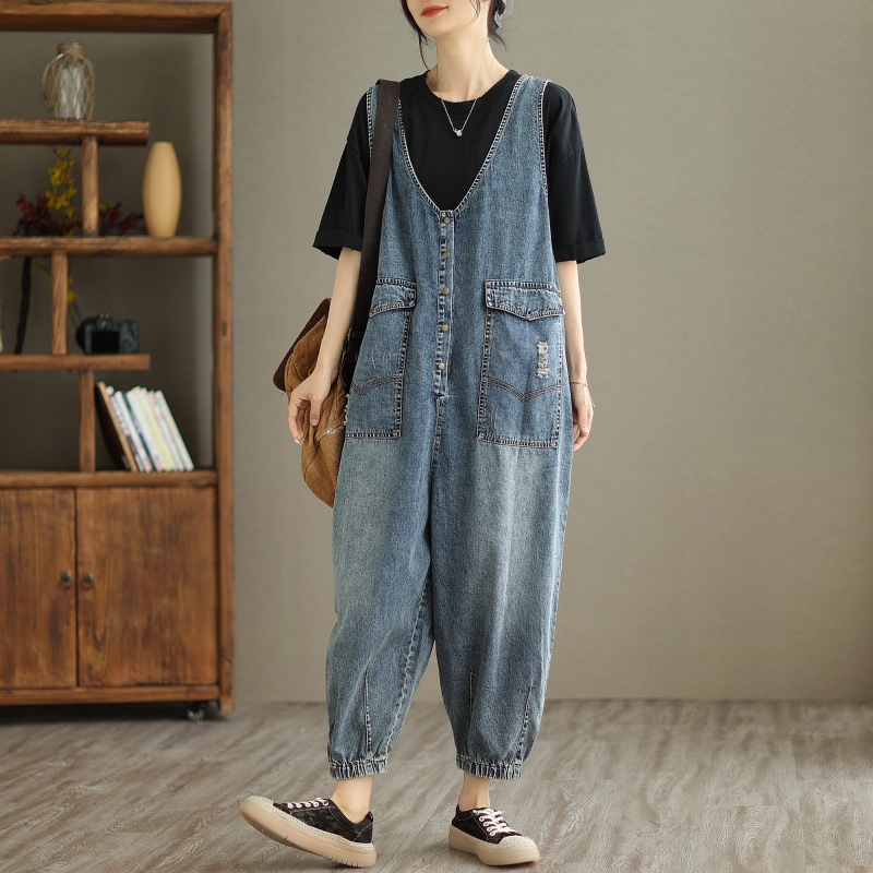 2023 Spring and Summer New Denim Vest Jumpsuit for Women