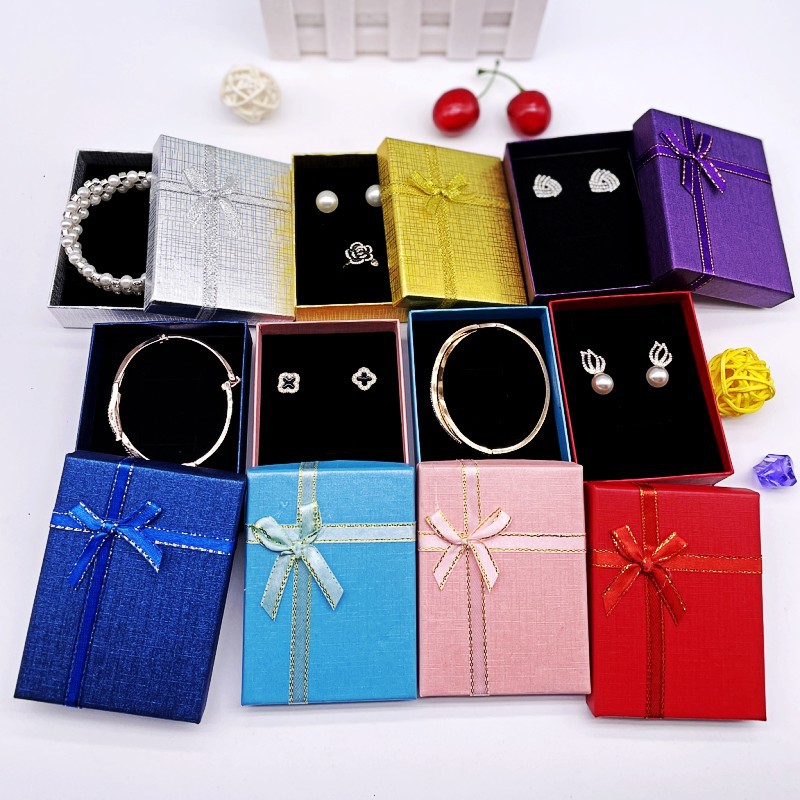 Factory direct 5*8 bow necklace earring box bracelet packaging box jewelry box gift box 7*9 jewelry box