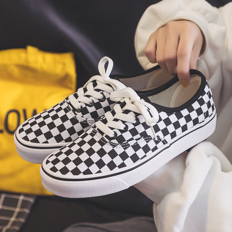Fubu Women's Shoes 2022 Spring Student Canvas Shoes Slip-on Sneakers Checkboard Shoes Flat Shoes Casual Shoes