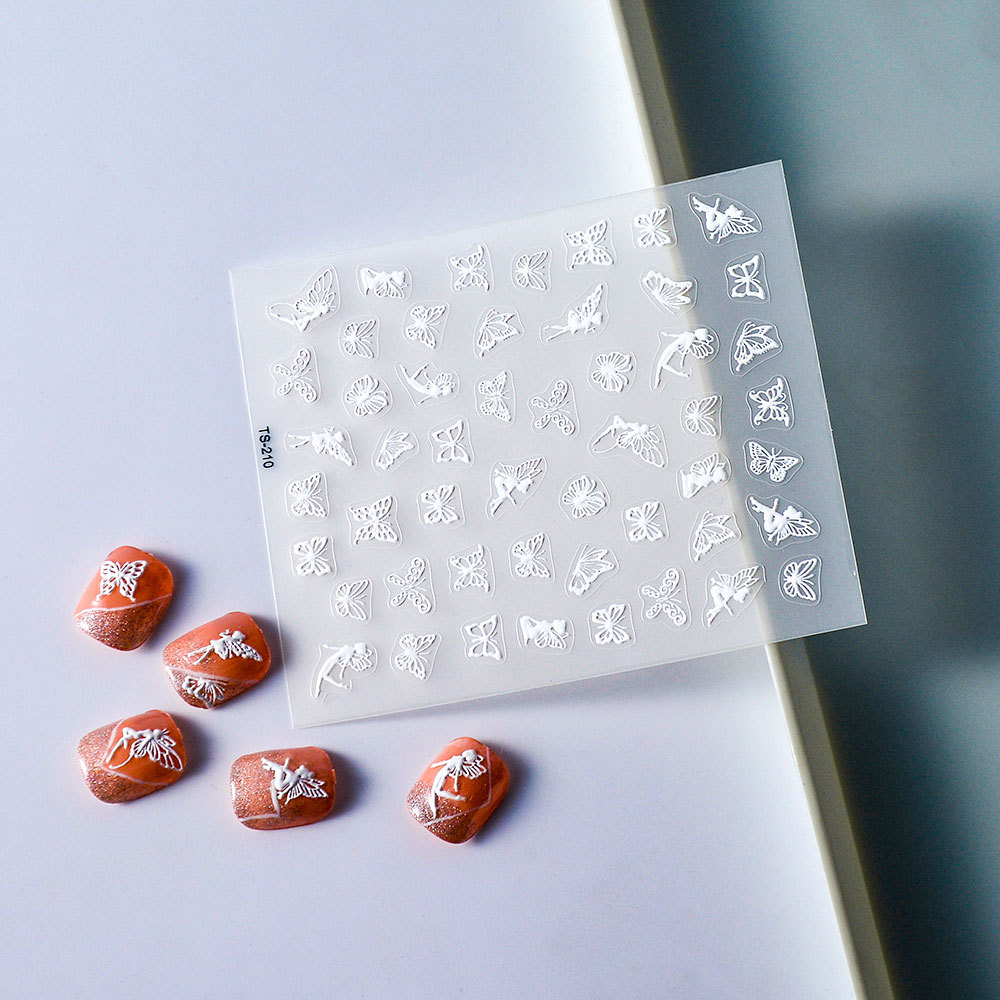 New Gypsum Elf Nail Sticker 5D Minimalist diy Wear Armor Decorative Sticker Graffiti Nail Sticker Relief Wholesale