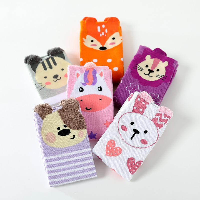 Cross-border Source manufacturers girls stockings animal striped children stockings Fox knee calf stockings