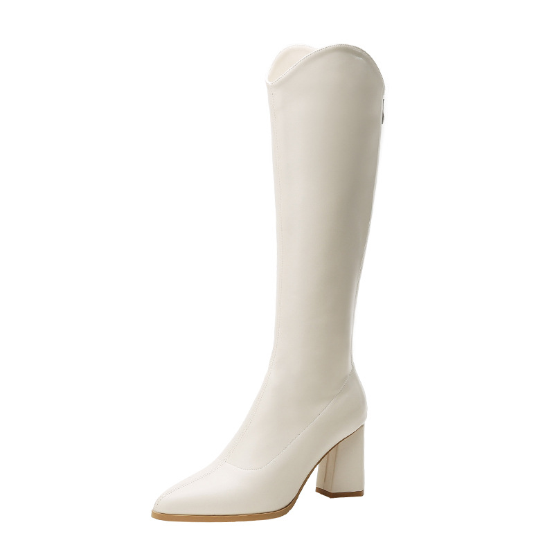 Women's high boots autumn and winter New British style thick heel pointed high heel knee fashion 35-42 plus size long boots