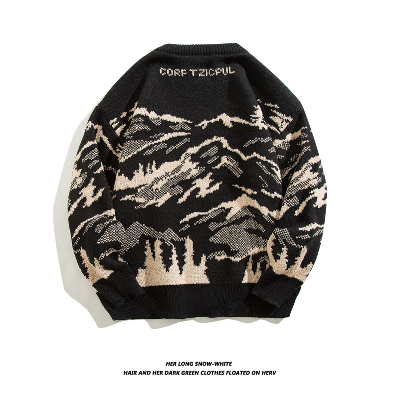 Sweater men's spring and autumn Japanese retro creative sweater Harajuku style ins loose Ruan handsome pullover sweater coat