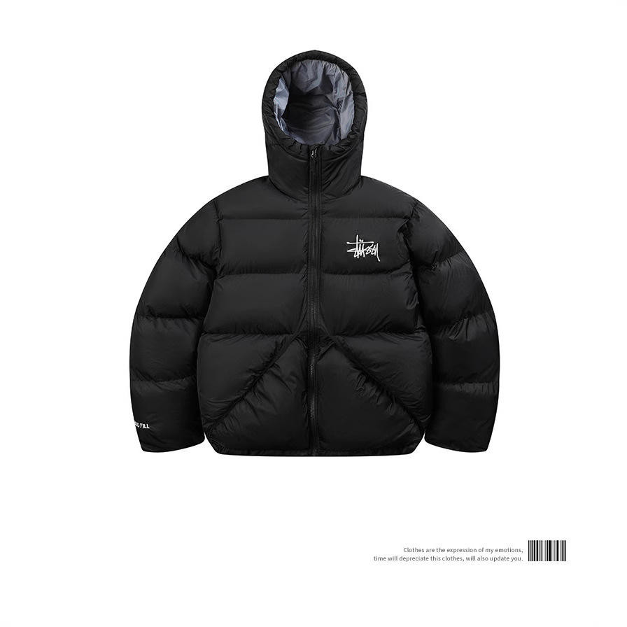 Cross-border foreign trade embroidery stu hooded cotton-padded jacket winter fashion American street loose all-match couple's bread clothing