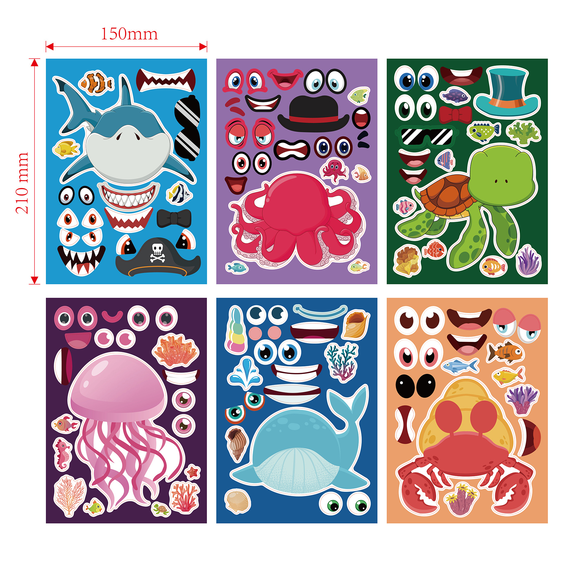 CM2203005 Amazon Cross-Border Cartoon Stickers Marine Animal Puzzle DIY Stickers