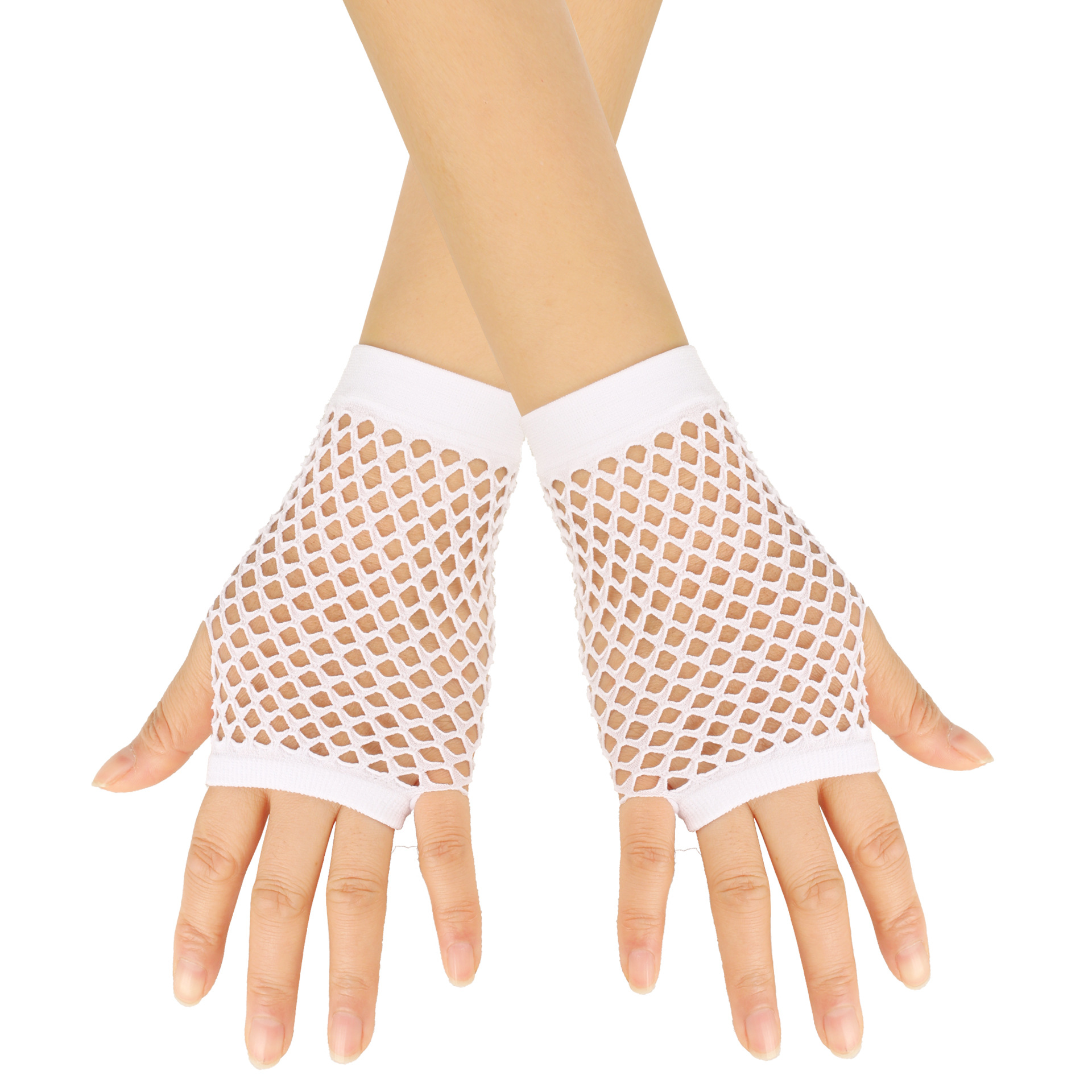 Cross-border short fishing net gloves nightclub multi-color sexy stretch gloves punk gloves European and American hollow mesh gloves_voghion.com