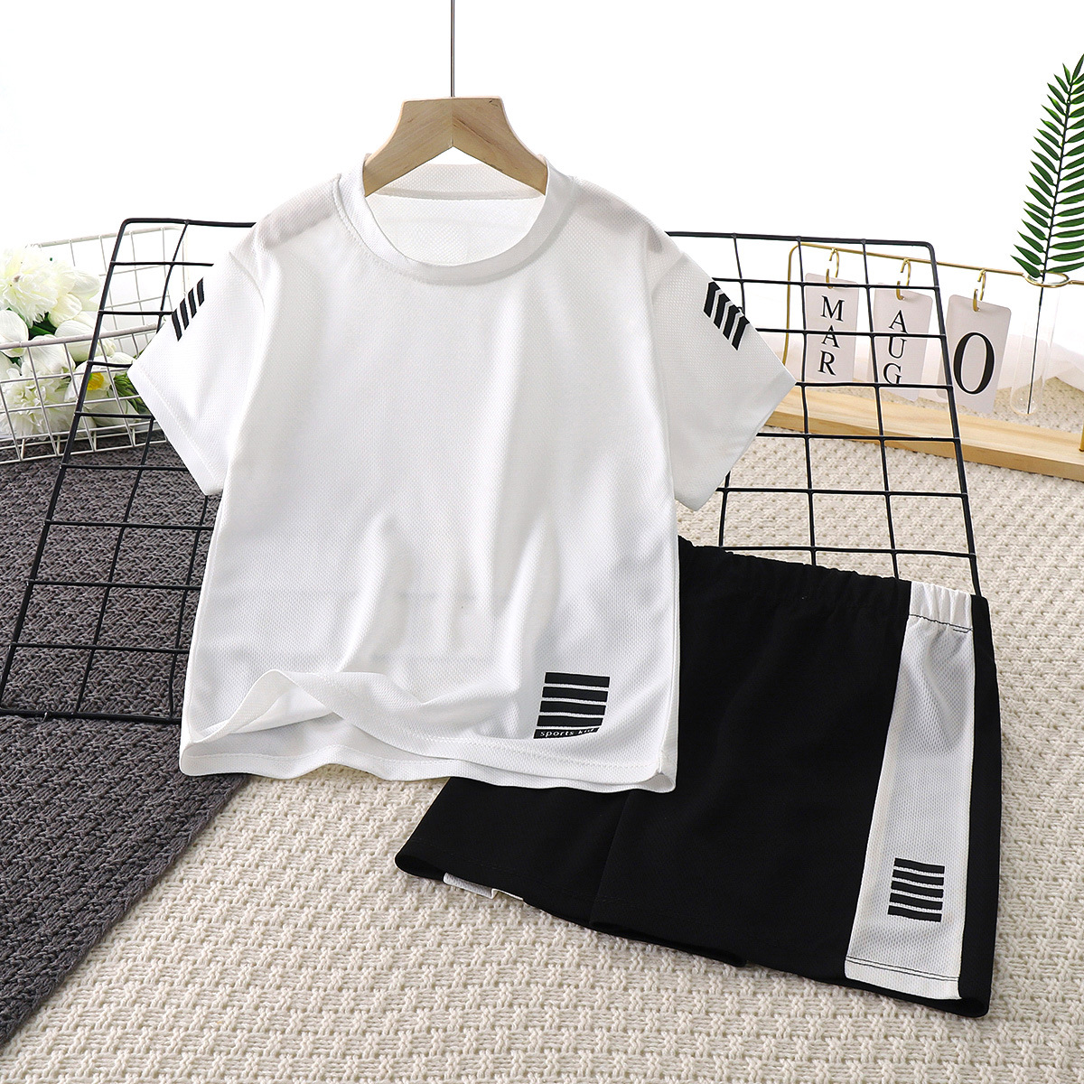 Summer Children's Quick-drying Clothes Boy's Suit 2024 New Handsome Fashionable Middle and Big Children's Short-sleeved Summer Sports Two-piece Set