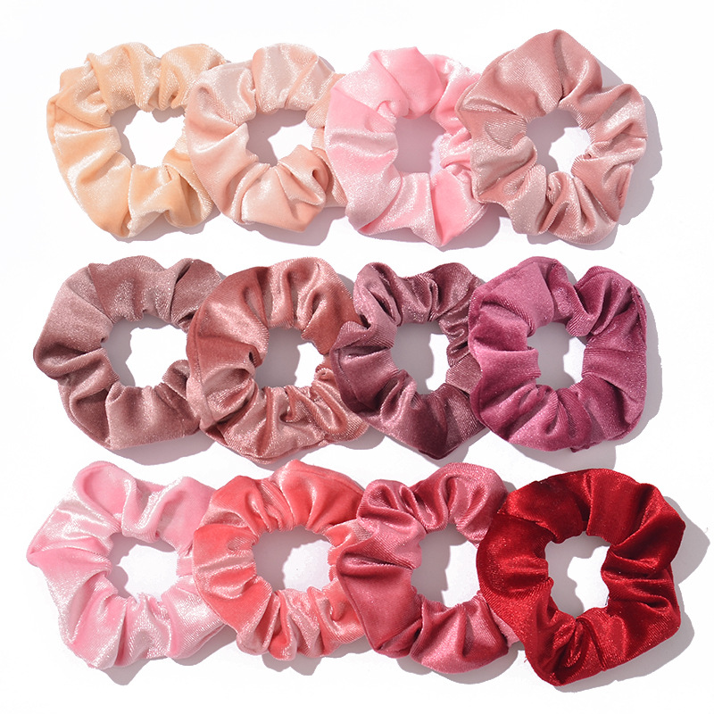 Yitang Special for Amazon Spot Set Hot Sale 12 Color Velvet Women's Large Intestinal Hair Ring Velvet Head Flower