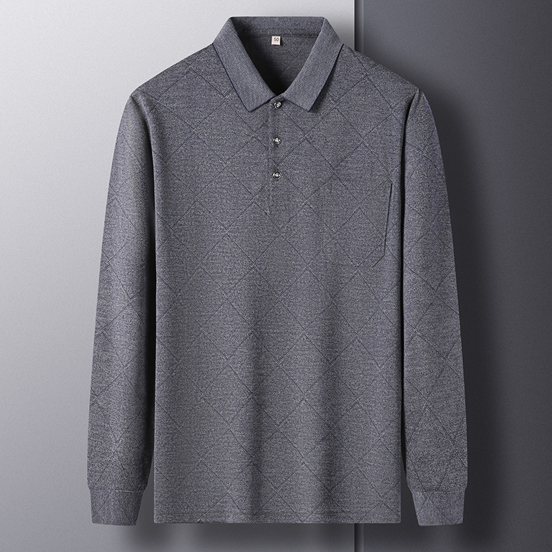 Pay attention to 2023 spring new brand men's autumn all-match trend thin lapel long sleeve real pocket polo shirt