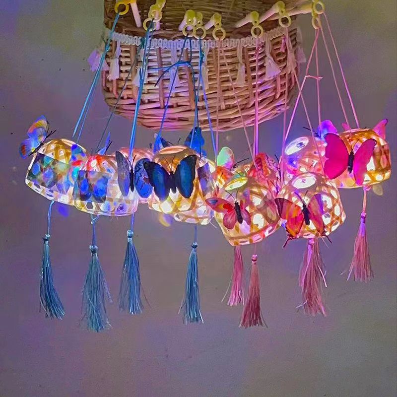 Wholesale bamboo night market stall luminous lanterns scenic spot antique explosions new portable butterfly lanterns