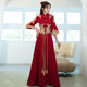plus size Toast Dress Bride Summer Wedding Engagement Dress Chinese Xiuhe Dress wine red Long Toast Dress 2002