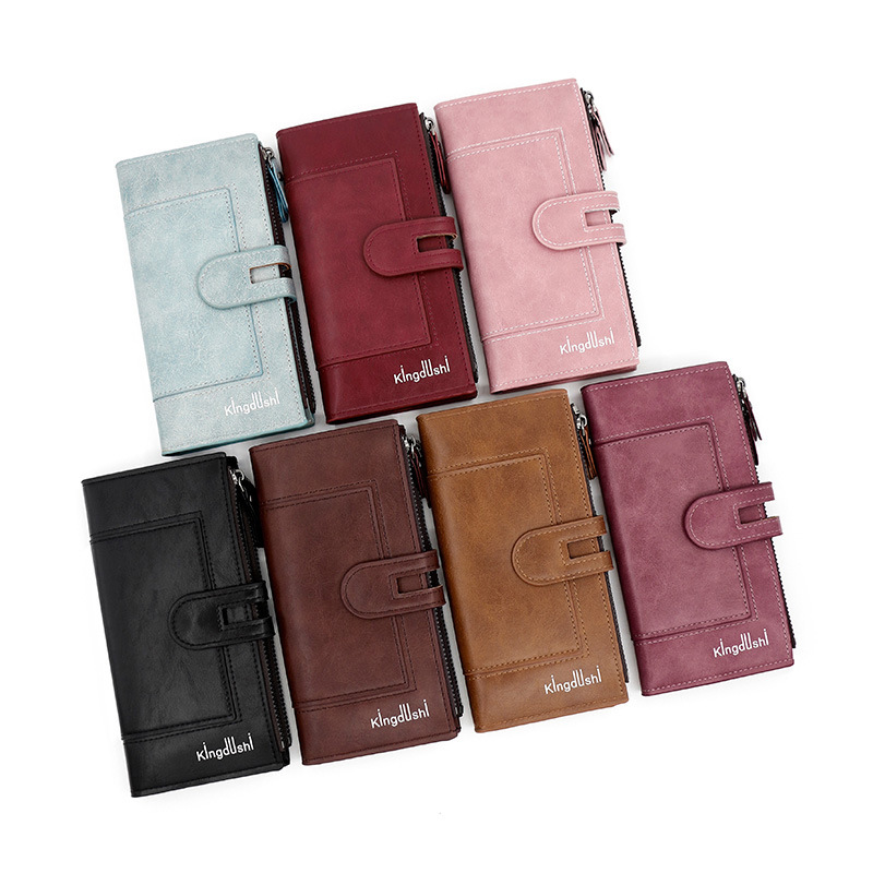 New Korean style women's long wallet zipper buckle PU large capacity multi-card pocket clutch wholesale