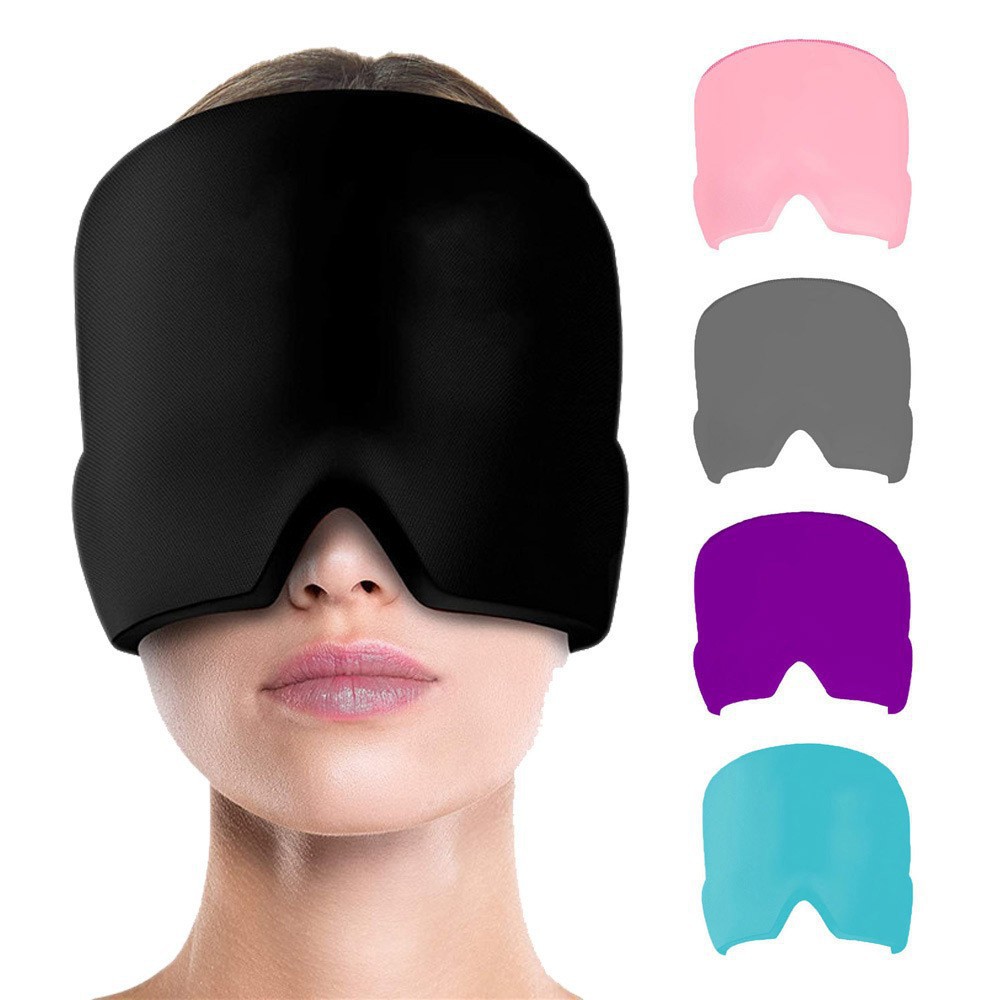 Hydrogel ice compress head mask cooling headache cold and hot compress head cover ice pack cap stretchable physiotherapy care eye mask