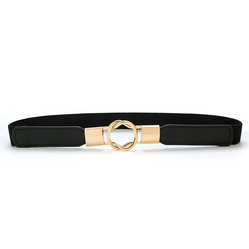 Fashion Belt Women's Korean-style PU Leather All-match Buckle Elastic Slim-fit Decorative Dress Narrow Belt