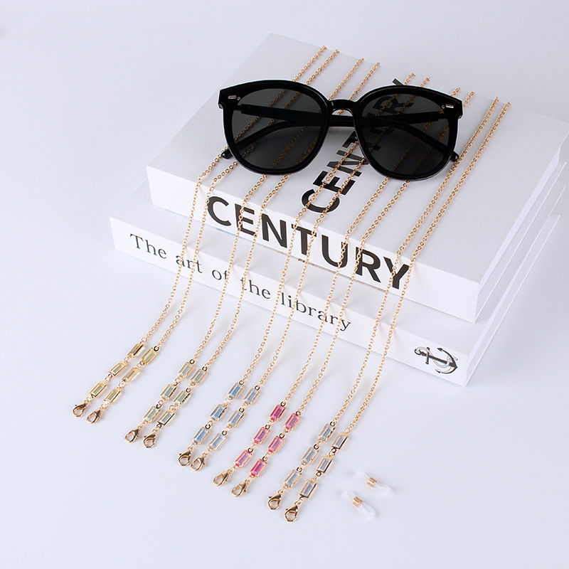 Cross-border Hot Gradient Imitation Crystal Glasses Chain Women's Fashionable Mask Hanging Chain Internet Celebrity Mask Chain Sunglasses Accessories