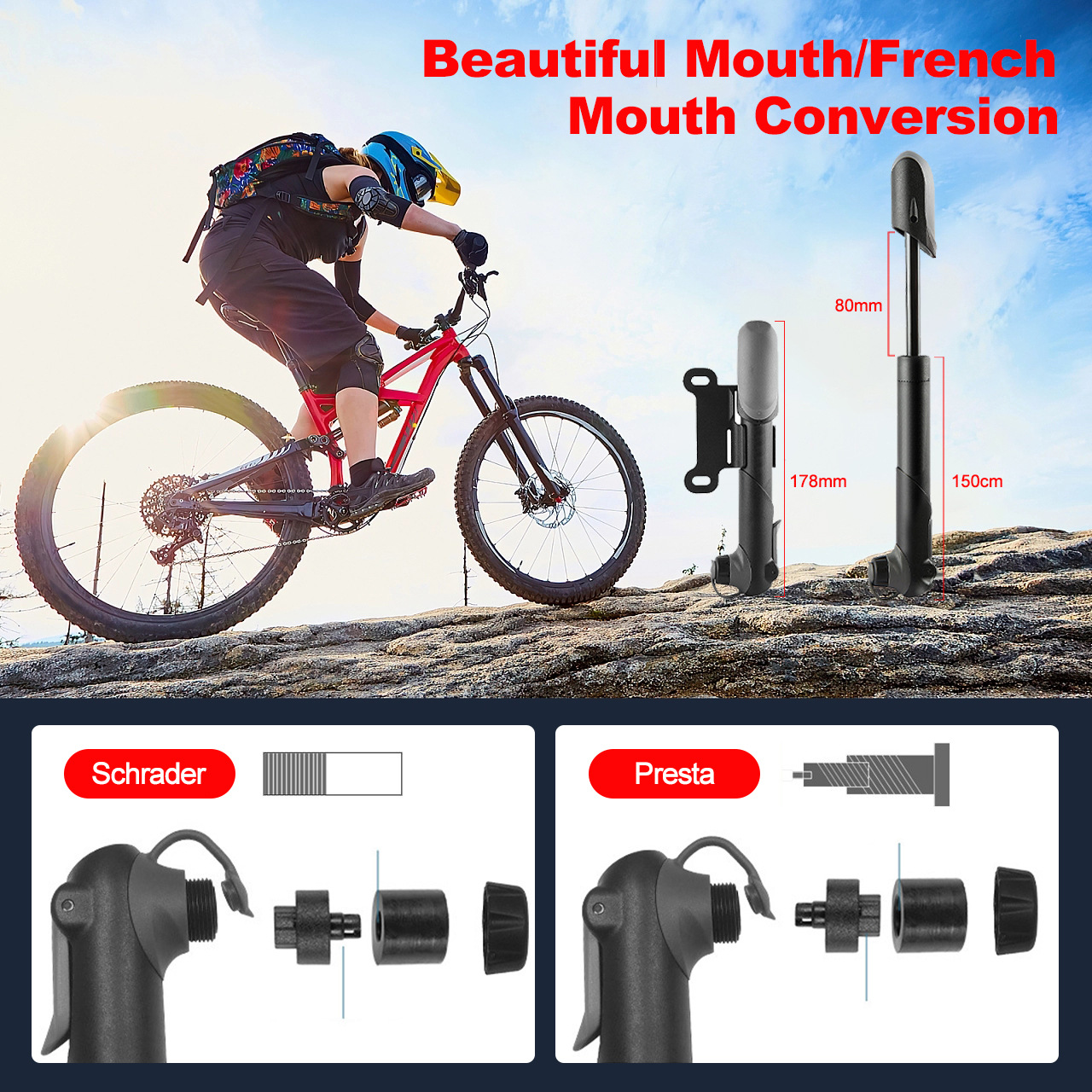 Bicycle inflator electric battery car household motorcycle inflator high pressure portable gas pipe basketball Universal