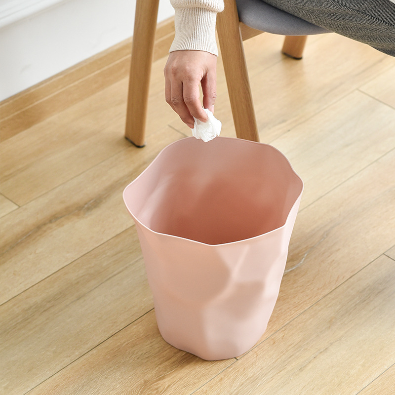 Factory Trash Bin Household Nordic Simple Kitchen Living Room Bedroom Bathroom Irregular Creative Folded Trash Basket