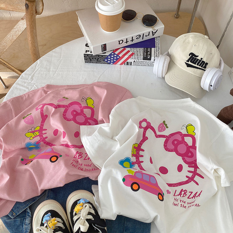 Pure cotton children's cute baby cartoon cartoon short-sleeved T-shirt summer 2025 new small and medium-sized children's boys and girls' tops