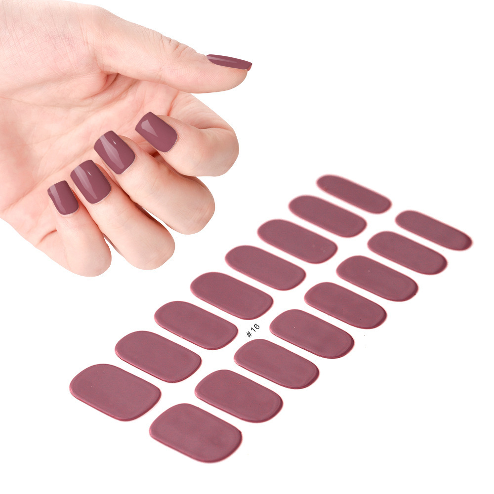 Cross-border solid color semi-cured gel nail stickers UV light long-lasting waterproof gel nail stickers wholesale