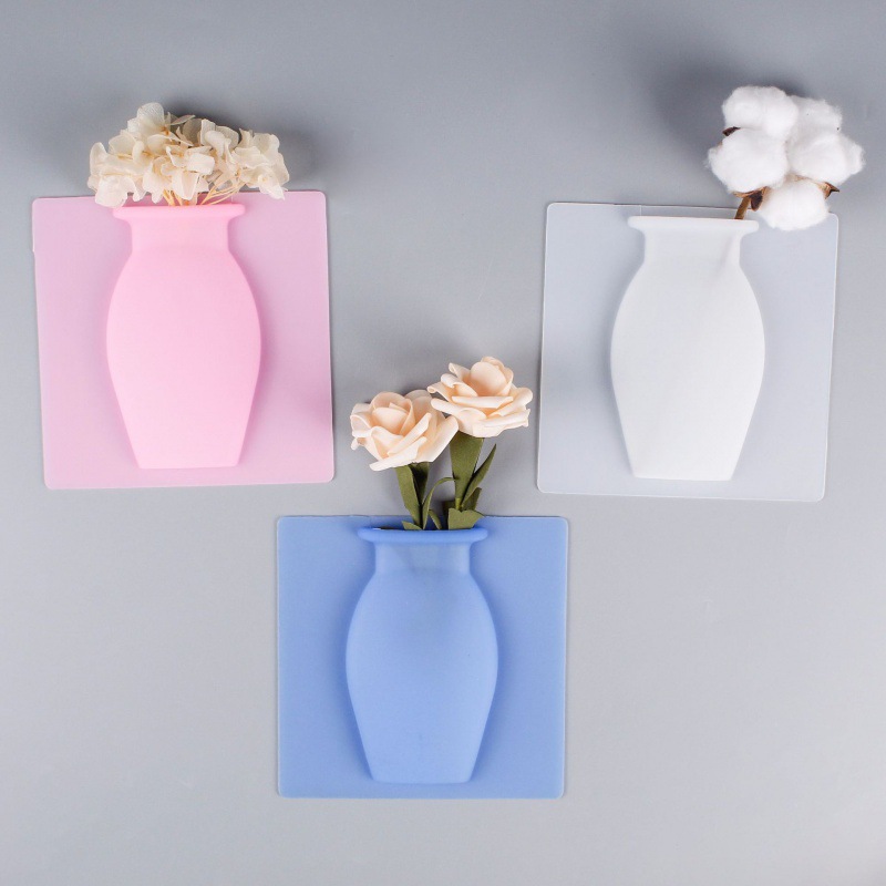 Popular silicone vase magic vase stickers punch-free wall hanging vase decorative stickers wall stickers vase wholesale