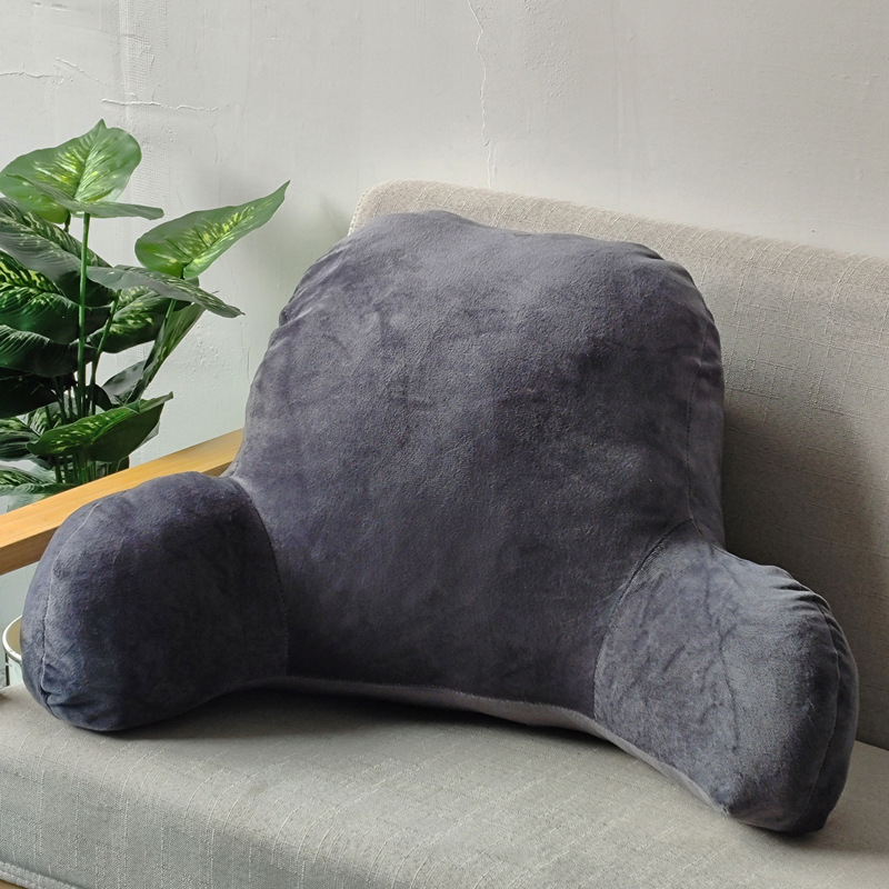 Solid color plush cushion with armrest memory cotton waist sofa back pillow warm crystal velvet pillow can be customized