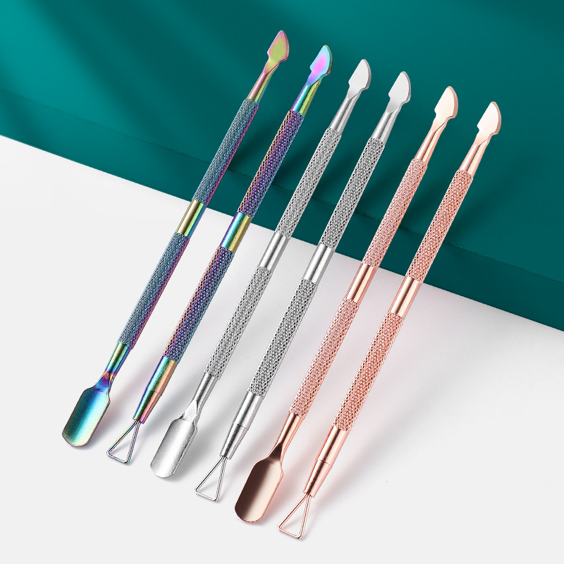 Factory wholesale nail art steel push stainless steel double-headed steel push dead skin push double-headed nail removal planer in stock