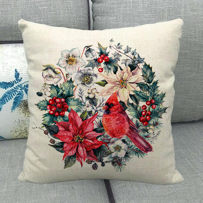 Wreath Bird Pattern Linen Cross-border Special Explosions Sofa Pillow Cushion Pillow Case ZX509
