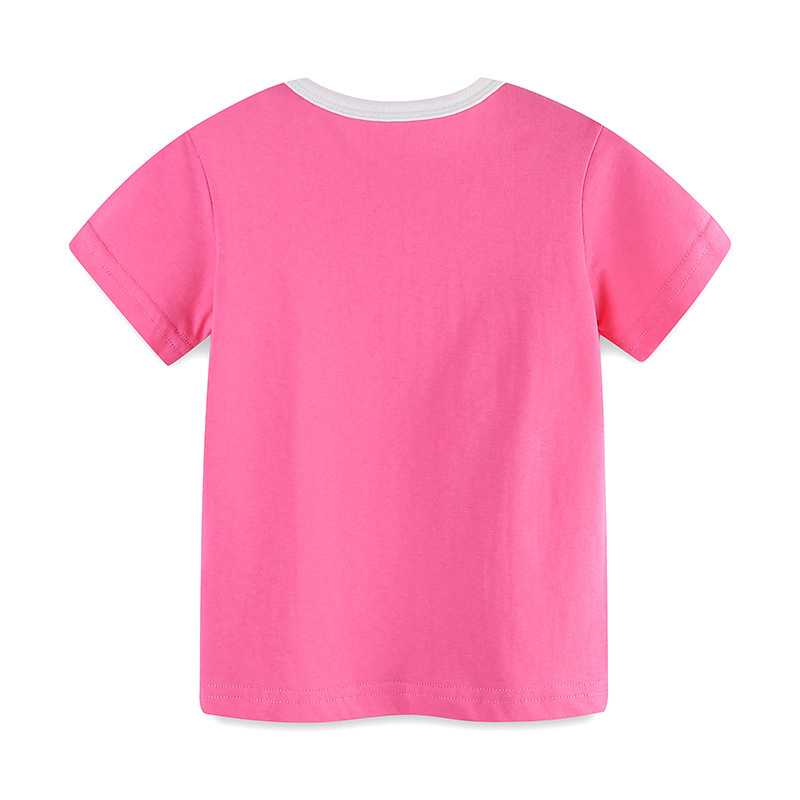 24夏季新款女童T恤爱心彩虹印花儿童棉质运动衫宝宝圆领短袖上衣