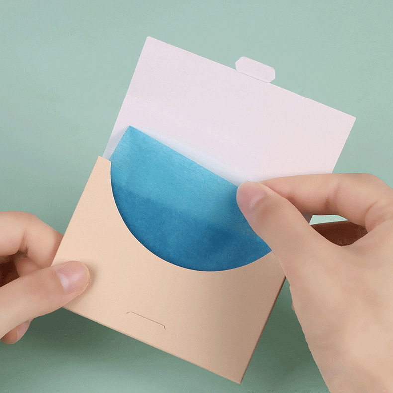 50 pieces of blue film oily skin removable linen oil absorbent facial paper for boys and girls
