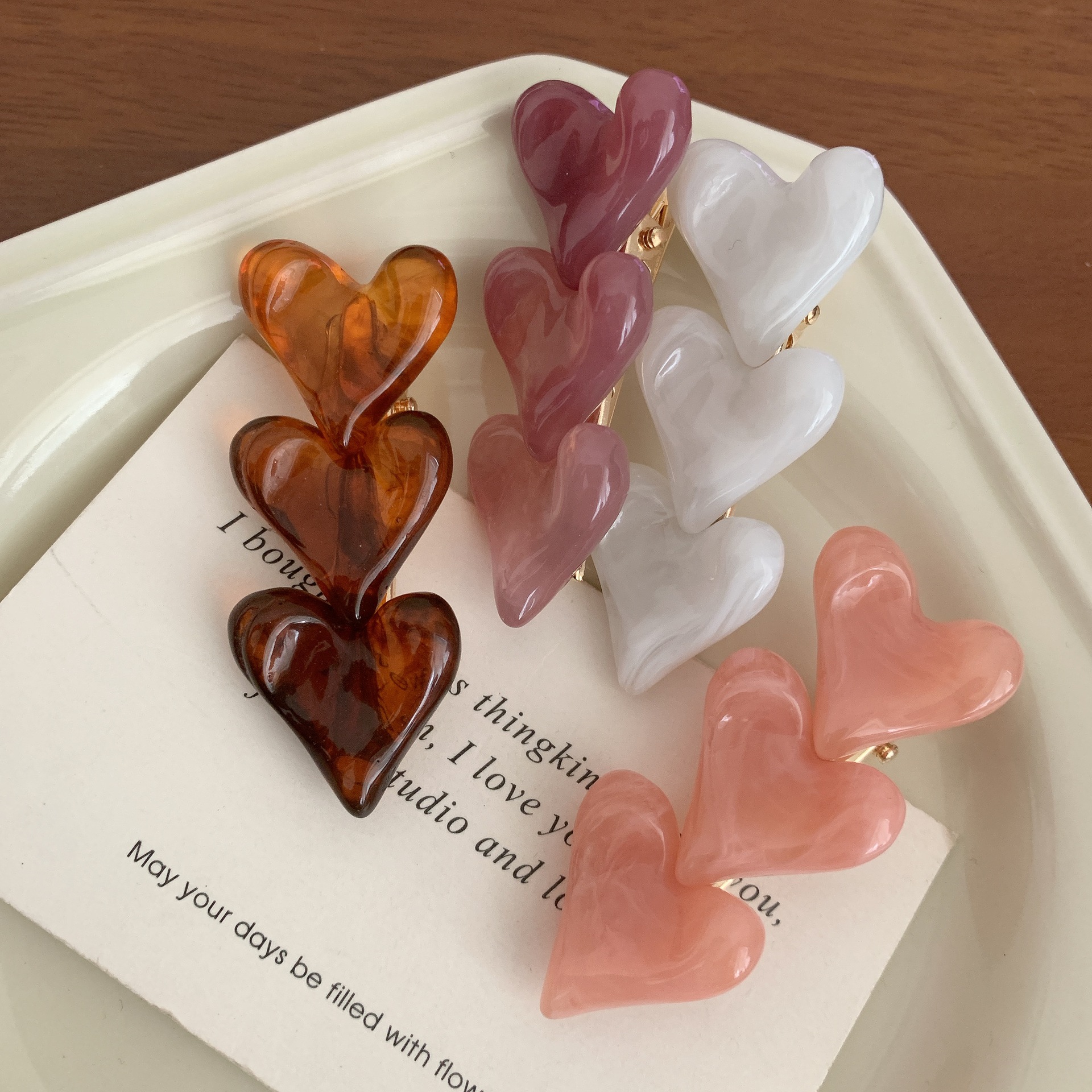 Three Love Hair Clip Women's Side Front Small Clip Headdress Hairpin Sweet Cute Bangs Duckbill Clip Hair Accessories New