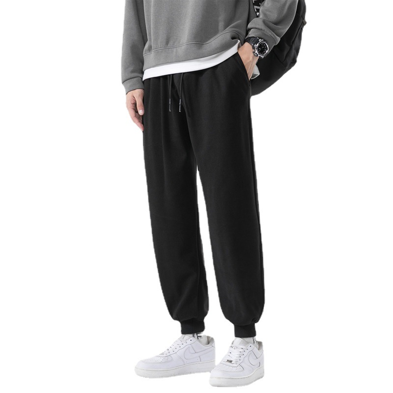 Wei Pants Men's New Large Size Casual Pants Couple's Sports Pants Solid Color Loose Casual Leg Knitted Pants Men's Pants
