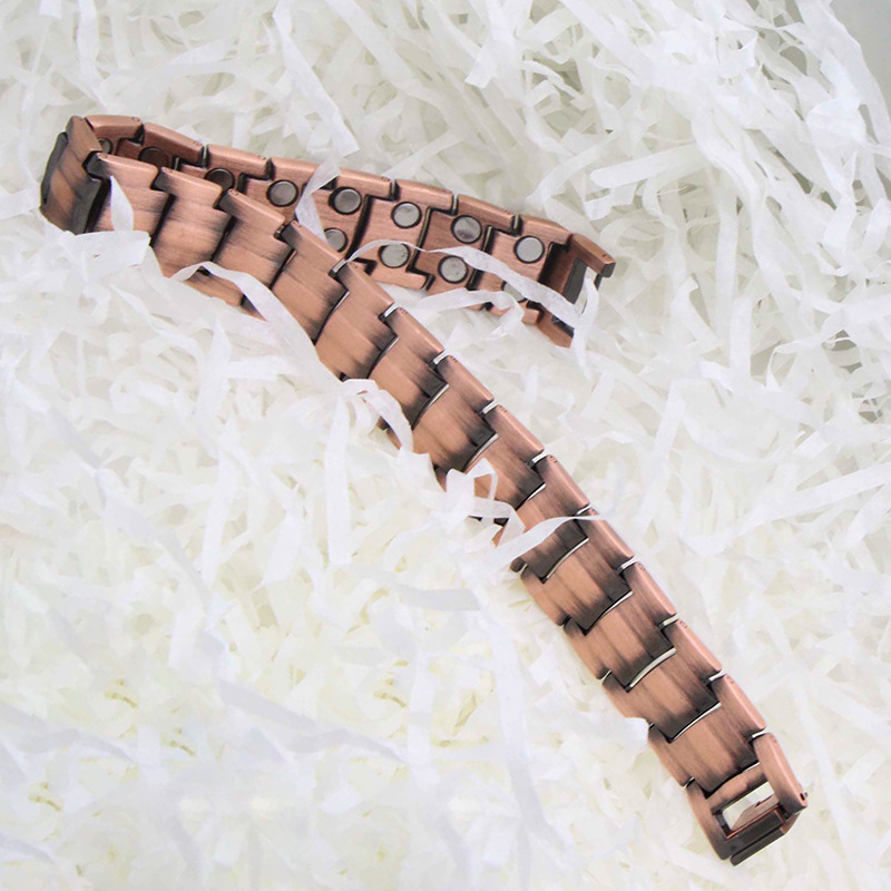 Amazon list red copper bracelet for men and women couple wide version red copper energy magnetic therapy jewelry wholesale