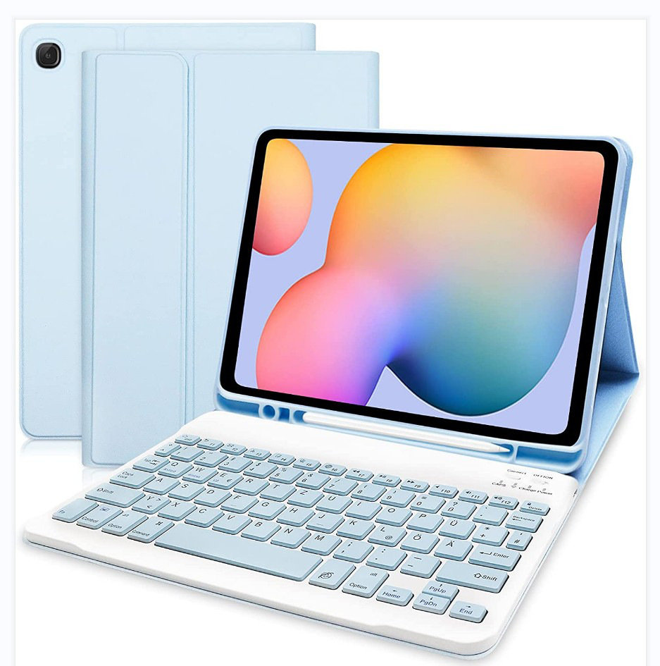 For Samsung S6lite Bluetooth Keyboard Leather Case A9Plus Backlit Bluetooth Keyboard with Pen Slot S9FEPlus Case