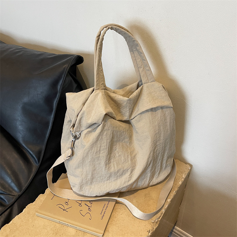 Canvas Large Capacity Bag 2024 New Korean Style Handbag Large Bag Shoulder Casual Student Bag