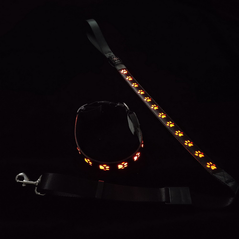 New LED Colorful Pet Dog Luminous Collar Walking Dog Leash Dog Claw Luminous Dog Ring usb Charging Collar