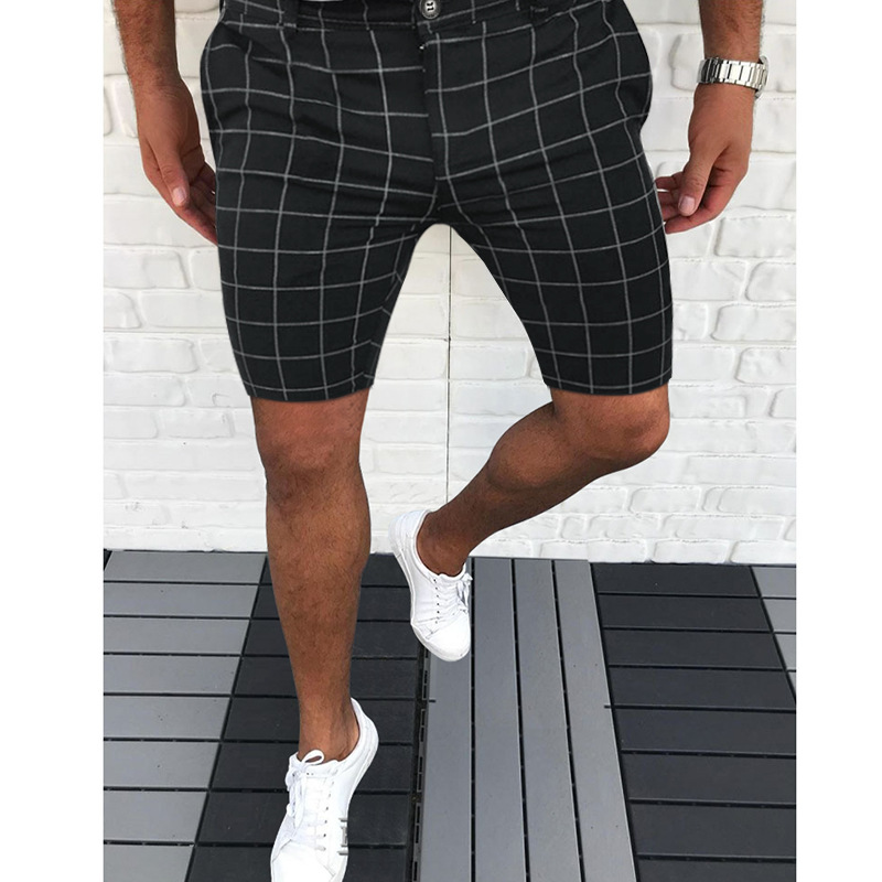 Summer European and American Cross-border Special for New Men's Plaid Casual Shorts wish AliExpress Amazon Explosions